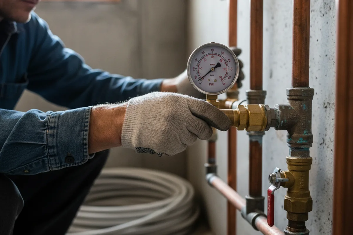 Pressure testing a repaired line during Water Line Repair in Tarrs